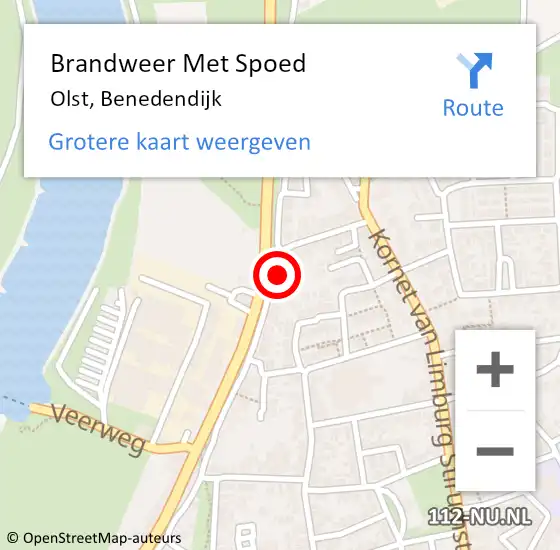 Locatie op kaart van de 112 melding: Brandweer Met Spoed Naar Olst, Benedendijk op 13 juni 2023 20:02