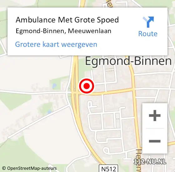 Locatie op kaart van de 112 melding: Ambulance Met Grote Spoed Naar Egmond-Binnen, Meeuwenlaan op 13 juni 2023 20:05