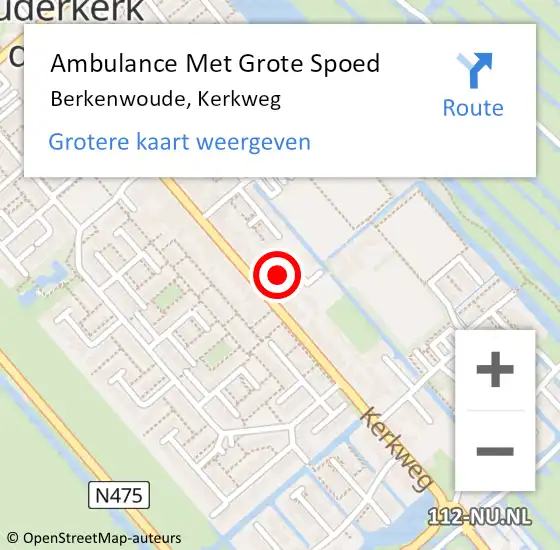 Locatie op kaart van de 112 melding: Ambulance Met Grote Spoed Naar Berkenwoude, Kerkweg op 13 juni 2023 20:23