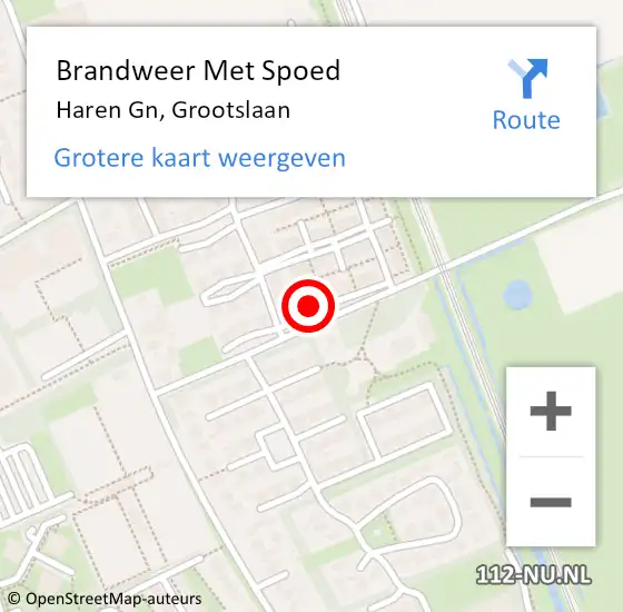 Locatie op kaart van de 112 melding: Brandweer Met Spoed Naar Haren Gn, Grootslaan op 13 juni 2023 20:23