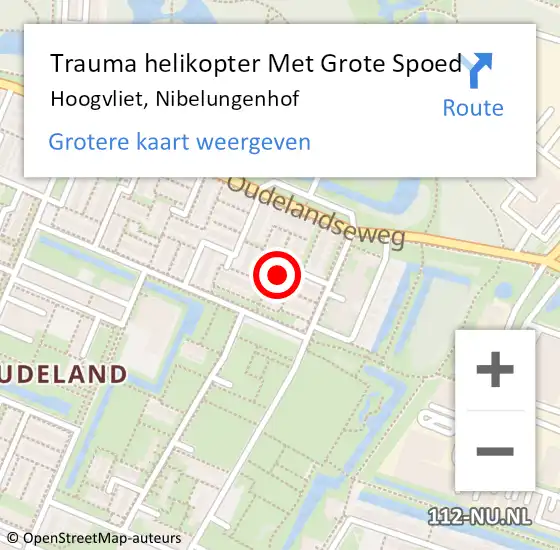 Locatie op kaart van de 112 melding: Trauma helikopter Met Grote Spoed Naar Hoogvliet, Nibelungenhof op 13 juni 2023 20:24