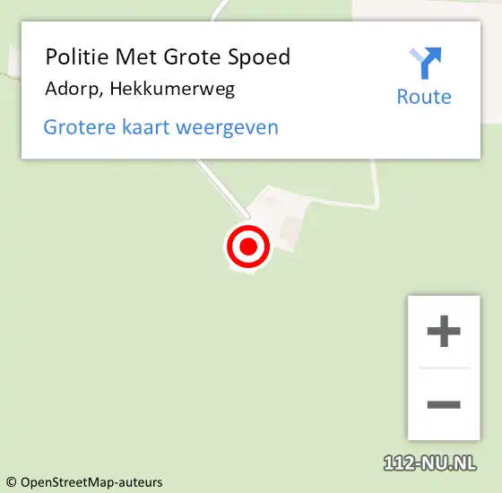 Locatie op kaart van de 112 melding: Politie Met Grote Spoed Naar Adorp, Hekkumerweg op 13 juni 2023 20:29