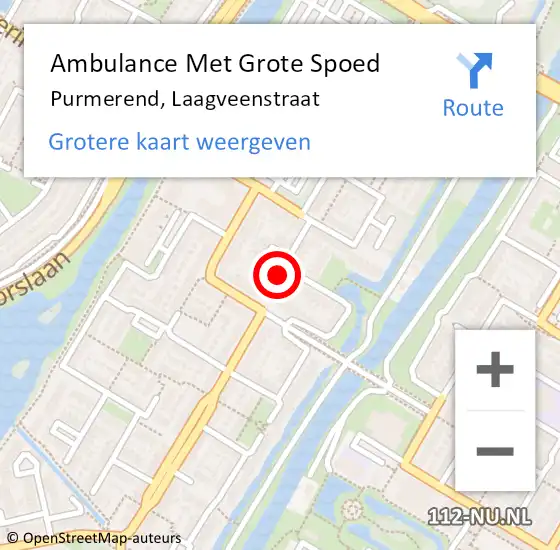 Locatie op kaart van de 112 melding: Ambulance Met Grote Spoed Naar Purmerend, Laagveenstraat op 13 juni 2023 20:30