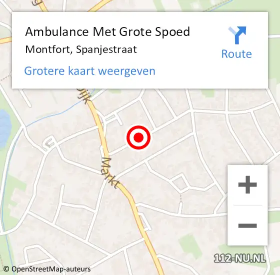 Locatie op kaart van de 112 melding: Ambulance Met Grote Spoed Naar Montfort, Spanjestraat op 13 juni 2023 20:36