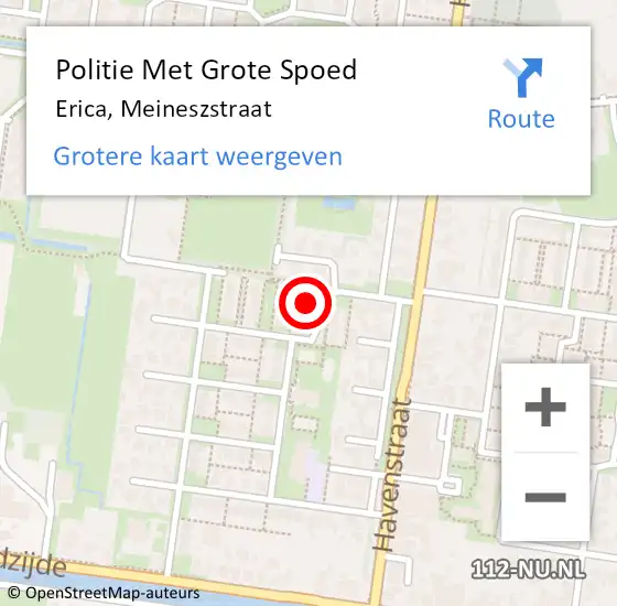 Locatie op kaart van de 112 melding: Politie Met Grote Spoed Naar Erica, Meineszstraat op 13 juni 2023 20:39