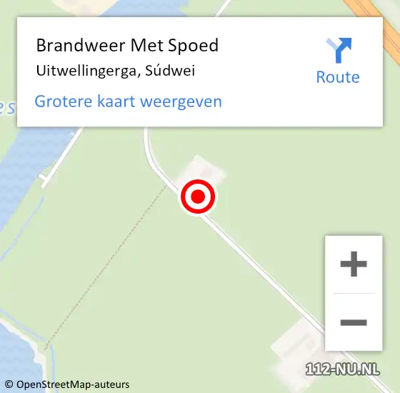 Locatie op kaart van de 112 melding: Brandweer Met Spoed Naar Uitwellingerga, Súdwei op 13 juni 2023 21:18