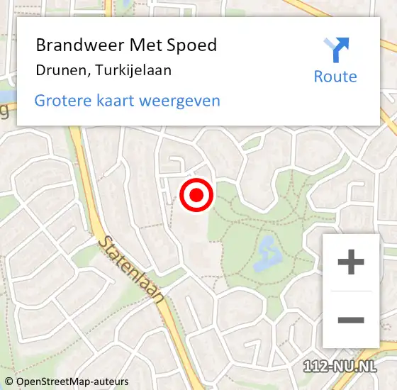 Locatie op kaart van de 112 melding: Brandweer Met Spoed Naar Drunen, Turkijelaan op 13 juni 2023 21:22