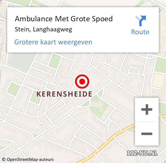 Locatie op kaart van de 112 melding: Ambulance Met Grote Spoed Naar Stein, Langhaagweg op 28 augustus 2014 20:46