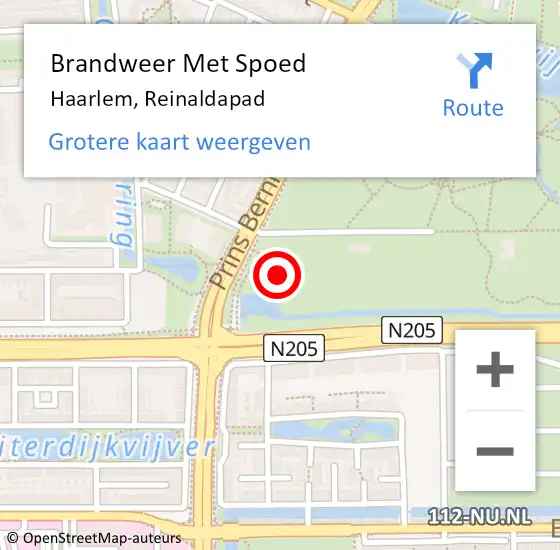 Locatie op kaart van de 112 melding: Brandweer Met Spoed Naar Haarlem, Reinaldapad op 13 juni 2023 21:57