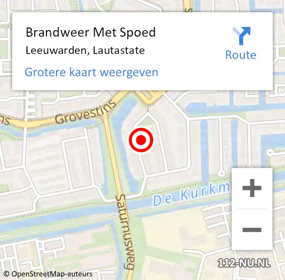 Locatie op kaart van de 112 melding: Brandweer Met Spoed Naar Leeuwarden, Lautastate op 13 juni 2023 22:02