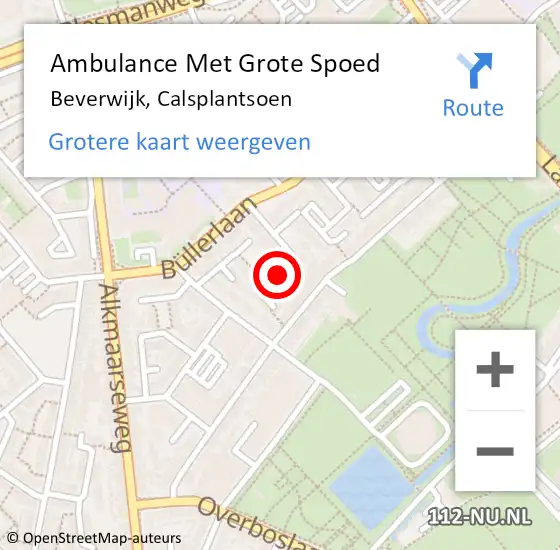 Locatie op kaart van de 112 melding: Ambulance Met Grote Spoed Naar Beverwijk, Calsplantsoen op 13 juni 2023 23:42