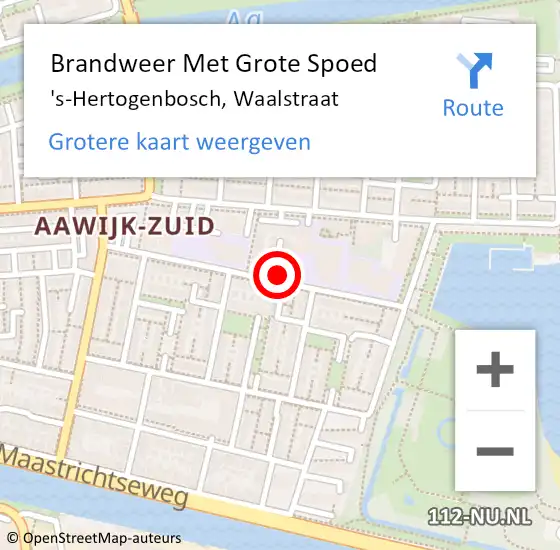 Locatie op kaart van de 112 melding: Brandweer Met Grote Spoed Naar 's-Hertogenbosch, Waalstraat op 13 juni 2023 23:42