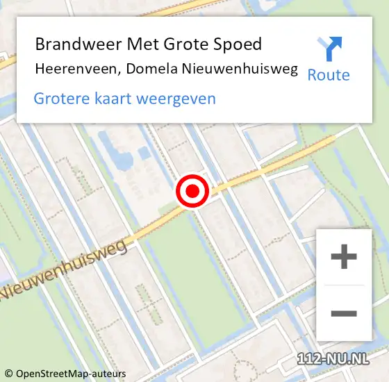 Locatie op kaart van de 112 melding: Brandweer Met Grote Spoed Naar Heerenveen, Domela Nieuwenhuisweg op 13 juni 2023 23:50