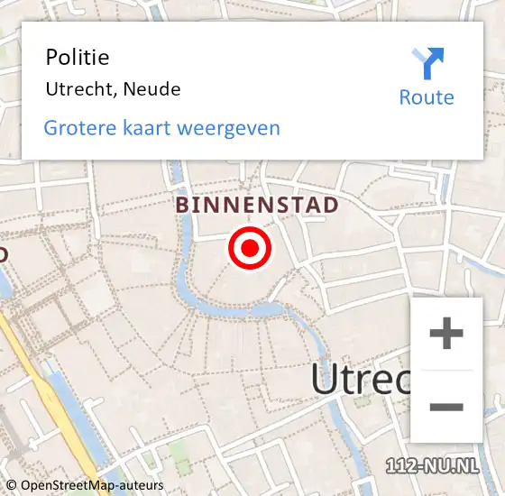 Locatie op kaart van de 112 melding: Politie Utrecht, Neude op 13 juni 2023 23:55