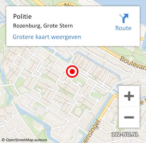 Locatie op kaart van de 112 melding: Politie Rozenburg, Grote Stern op 14 juni 2023 00:05