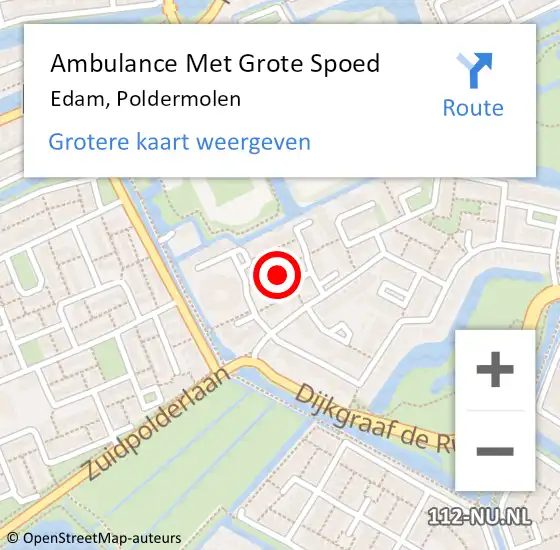 Locatie op kaart van de 112 melding: Ambulance Met Grote Spoed Naar Edam, Poldermolen op 14 juni 2023 01:19