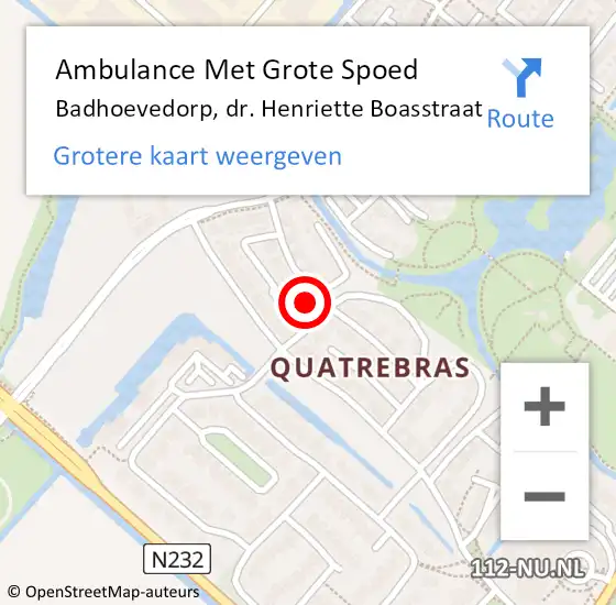 Locatie op kaart van de 112 melding: Ambulance Met Grote Spoed Naar Badhoevedorp, dr. Henriette Boasstraat op 14 juni 2023 01:21