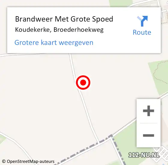 Locatie op kaart van de 112 melding: Brandweer Met Grote Spoed Naar Koudekerke, Broederhoekweg op 14 juni 2023 02:01