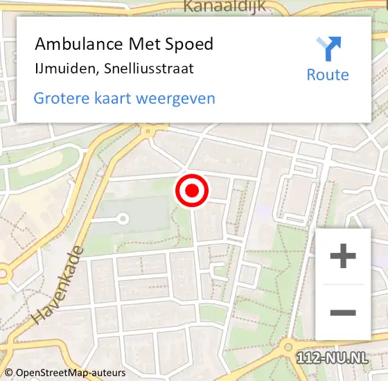 Locatie op kaart van de 112 melding: Ambulance Met Spoed Naar IJmuiden, Snelliusstraat op 14 juni 2023 02:05