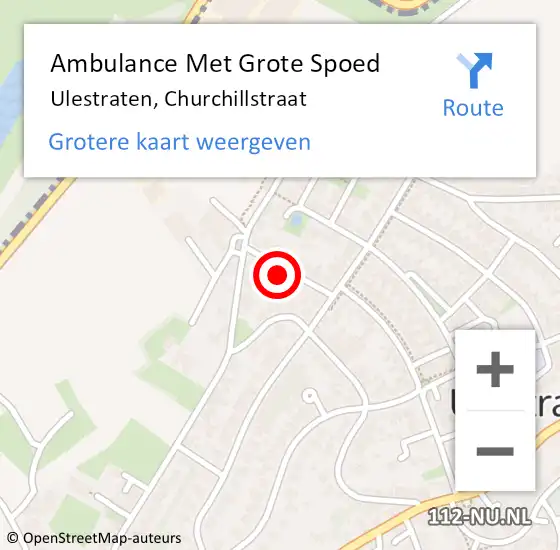 Locatie op kaart van de 112 melding: Ambulance Met Grote Spoed Naar Ulestraten, Churchillstraat op 28 augustus 2014 21:14