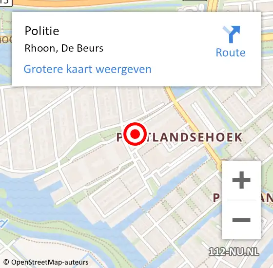 Locatie op kaart van de 112 melding: Politie Rhoon, De Beurs op 14 juni 2023 03:35