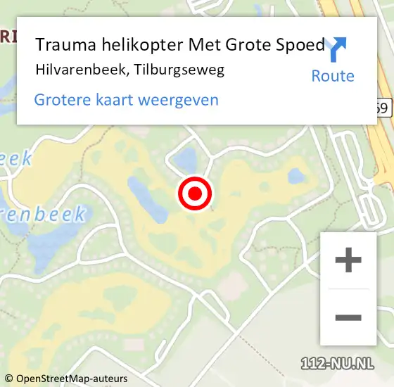 Locatie op kaart van de 112 melding: Trauma helikopter Met Grote Spoed Naar Hilvarenbeek, Tilburgseweg op 14 juni 2023 04:43