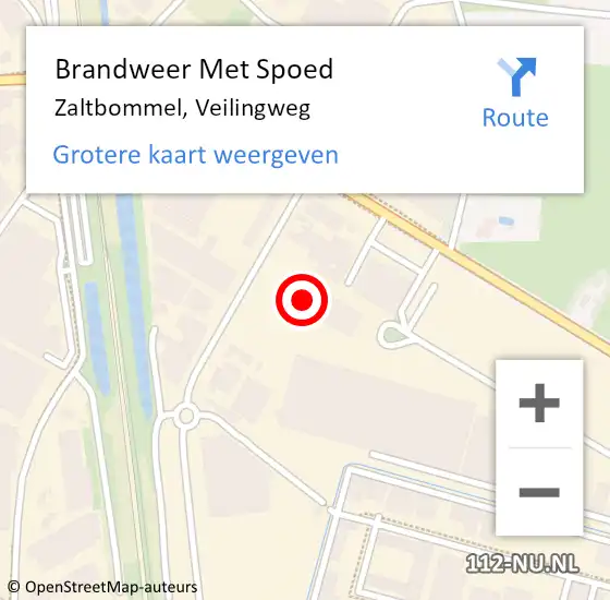 Locatie op kaart van de 112 melding: Brandweer Met Spoed Naar Zaltbommel, Veilingweg op 14 juni 2023 06:18