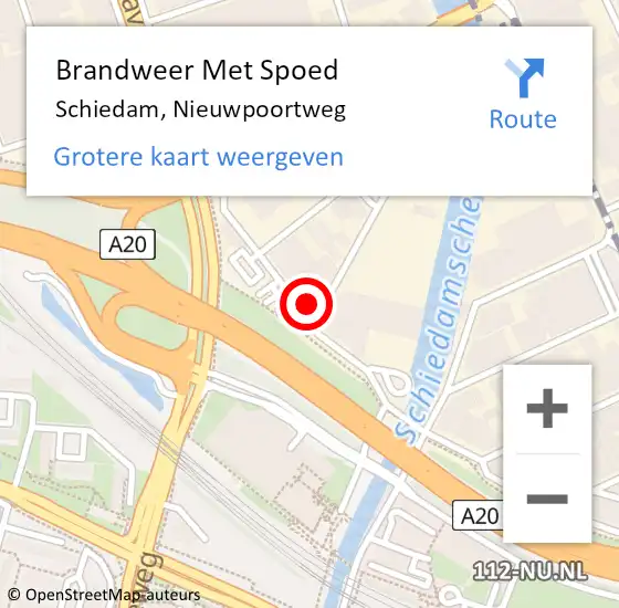 Locatie op kaart van de 112 melding: Brandweer Met Spoed Naar Schiedam, Nieuwpoortweg op 14 juni 2023 06:39