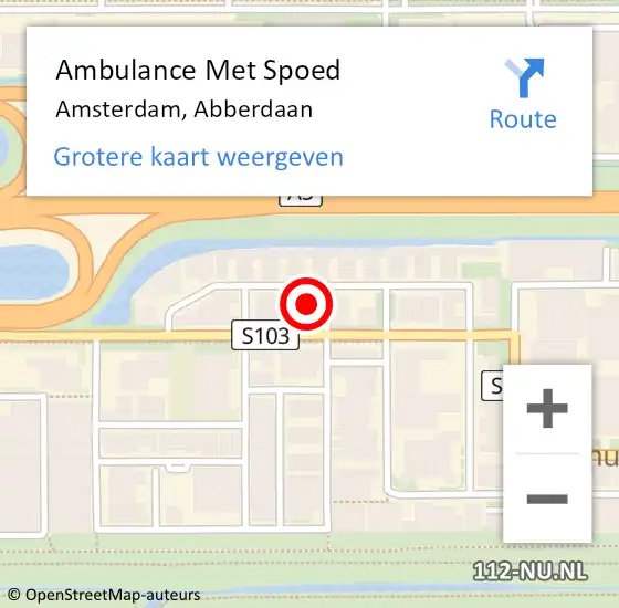 Locatie op kaart van de 112 melding: Ambulance Met Spoed Naar Amsterdam, Abberdaan op 14 juni 2023 06:41