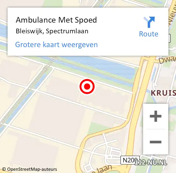 Locatie op kaart van de 112 melding: Ambulance Met Spoed Naar Bleiswijk, Spectrumlaan op 14 juni 2023 07:01