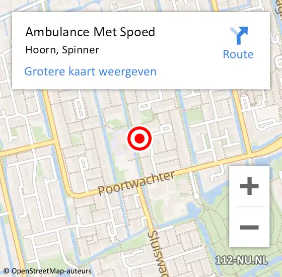 Locatie op kaart van de 112 melding: Ambulance Met Spoed Naar Hoorn, Spinner op 14 juni 2023 07:39