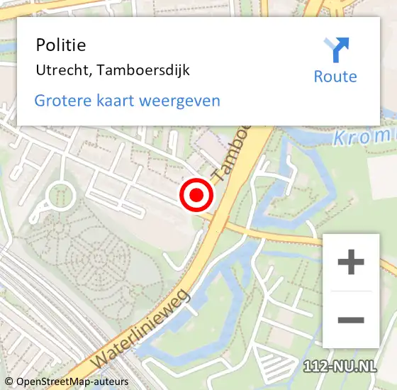 Locatie op kaart van de 112 melding: Politie Utrecht, Tamboersdijk op 14 juni 2023 07:41