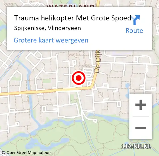 Locatie op kaart van de 112 melding: Trauma helikopter Met Grote Spoed Naar Spijkenisse, Vlinderveen op 14 juni 2023 07:44