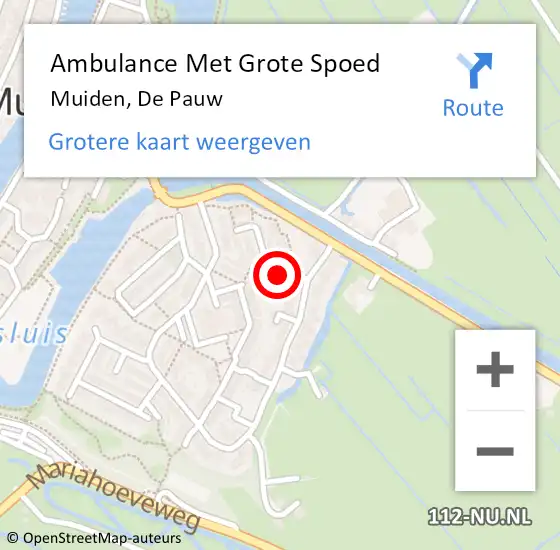 Locatie op kaart van de 112 melding: Ambulance Met Grote Spoed Naar Muiden, De Pauw op 28 augustus 2014 21:31