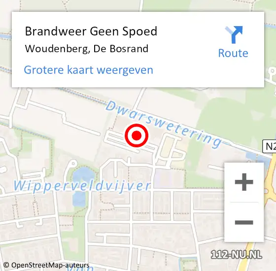 Locatie op kaart van de 112 melding: Brandweer Geen Spoed Naar Woudenberg, De Bosrand op 14 juni 2023 07:55