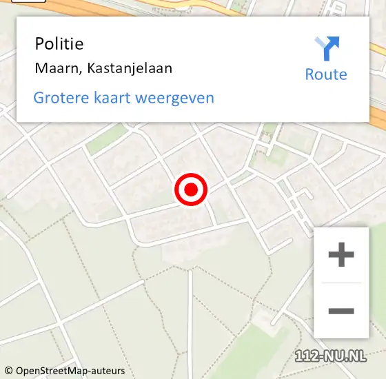 Locatie op kaart van de 112 melding: Politie Maarn, Kastanjelaan op 14 juni 2023 08:04
