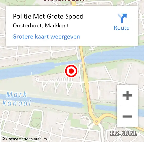 Locatie op kaart van de 112 melding: Politie Met Grote Spoed Naar Oosterhout, Markkant op 14 juni 2023 08:05