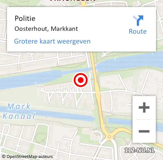 Locatie op kaart van de 112 melding: Politie Oosterhout, Markkant op 14 juni 2023 08:05