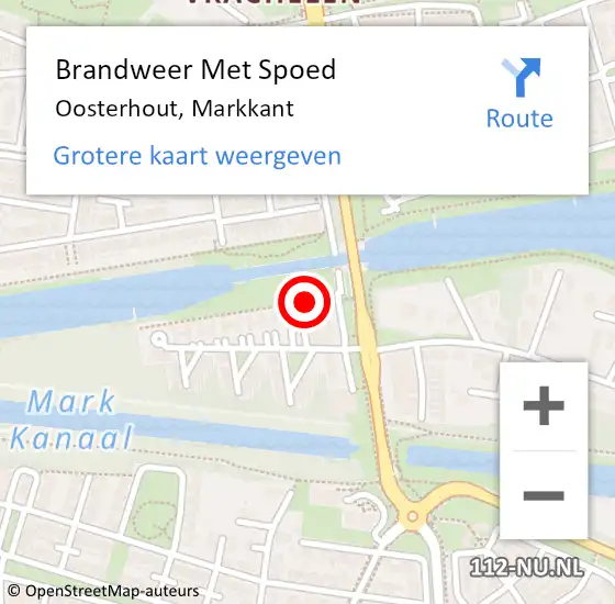 Locatie op kaart van de 112 melding: Brandweer Met Spoed Naar Oosterhout, Markkant op 14 juni 2023 08:05