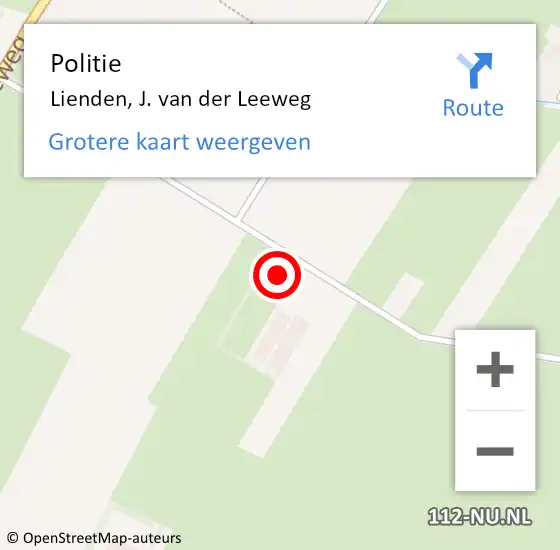 Locatie op kaart van de 112 melding: Politie Lienden, J. van der Leeweg op 14 juni 2023 08:21