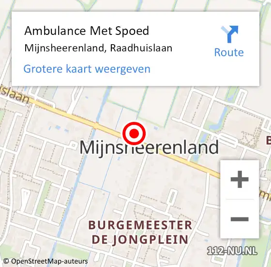 Locatie op kaart van de 112 melding: Ambulance Met Spoed Naar Mijnsheerenland, Raadhuislaan op 14 juni 2023 08:43