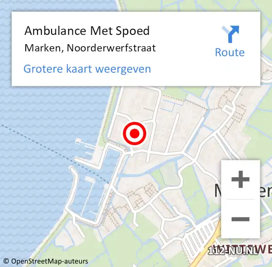 Locatie op kaart van de 112 melding: Ambulance Met Spoed Naar Marken, Noorderwerfstraat op 14 juni 2023 09:11