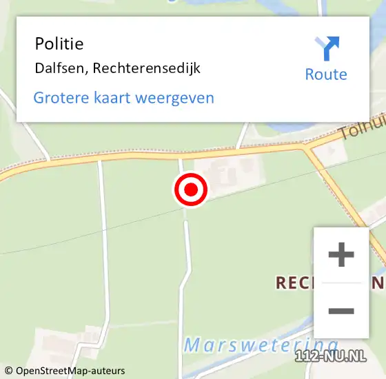 Locatie op kaart van de 112 melding: Politie Dalfsen, Rechterensedijk op 14 juni 2023 09:20