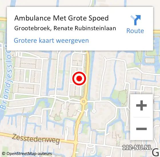 Locatie op kaart van de 112 melding: Ambulance Met Grote Spoed Naar Grootebroek, Renate Rubinsteinlaan op 14 juni 2023 09:23