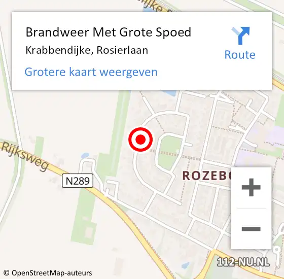 Locatie op kaart van de 112 melding: Brandweer Met Grote Spoed Naar Krabbendijke, Rosierlaan op 14 juni 2023 09:38