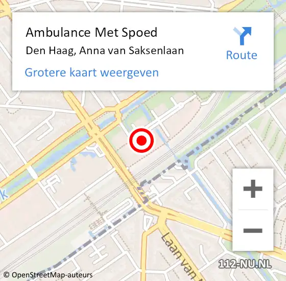 Locatie op kaart van de 112 melding: Ambulance Met Spoed Naar Den Haag, Anna van Saksenlaan op 14 juni 2023 09:46