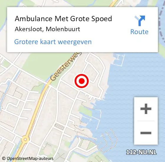 Locatie op kaart van de 112 melding: Ambulance Met Grote Spoed Naar Akersloot, Molenbuurt op 14 juni 2023 10:01