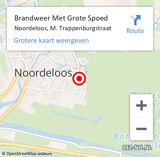 Locatie op kaart van de 112 melding: Brandweer Met Grote Spoed Naar Noordeloos, M. Trappenburgstraat op 14 juni 2023 10:04