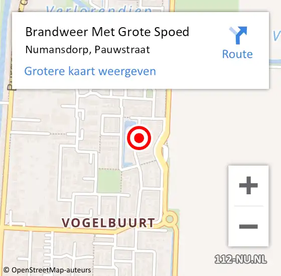 Locatie op kaart van de 112 melding: Brandweer Met Grote Spoed Naar Numansdorp, Pauwstraat op 14 juni 2023 10:06