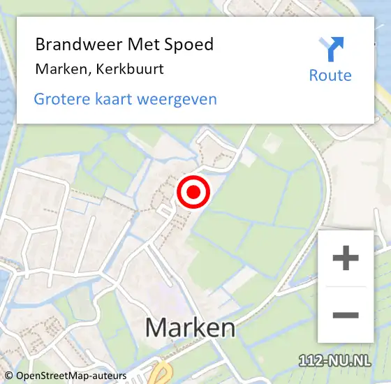 Locatie op kaart van de 112 melding: Brandweer Met Spoed Naar Marken, Kerkbuurt op 14 juni 2023 10:08